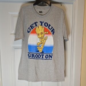 Marvel Groot Gray Tee with Red and Blue Gradient